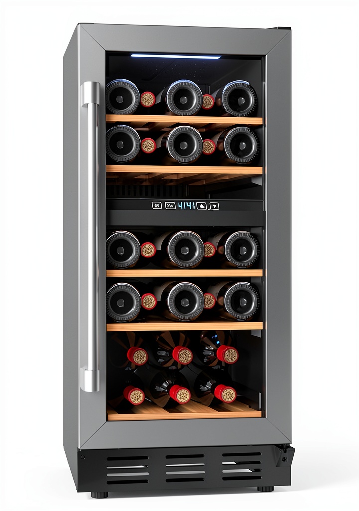Luztolent wine cooler installed under a kitchen counter