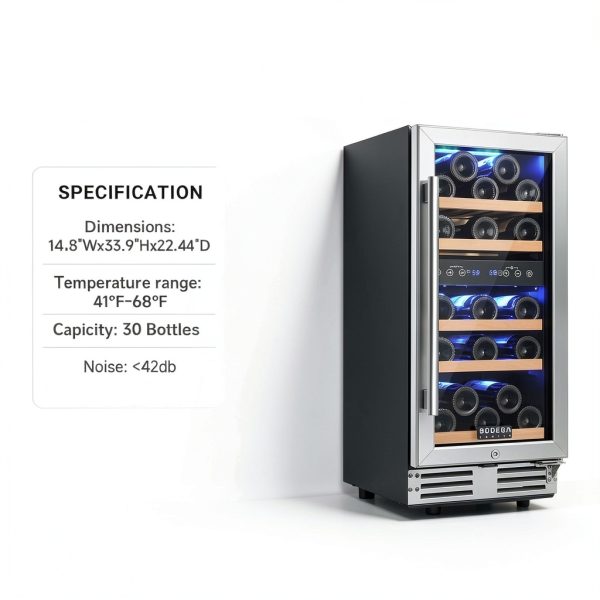 BODEGA Wine Cooler Dual Zone Built In Freestanding 30 Bottle-1