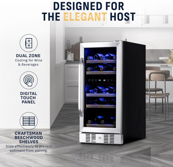 Steel 29 Bottle Wine Fridge Dual Zone Pavo-1