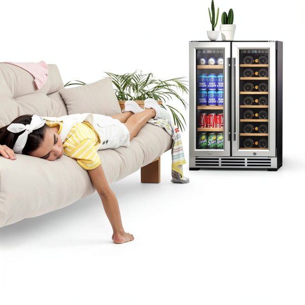 EUHOMY Wine Beverage Refrigerator Dual Zone Freestanding-6