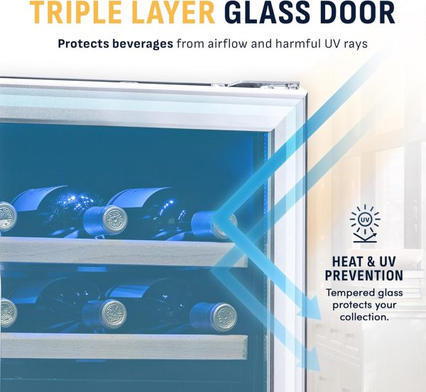 Steel 29 Bottle Wine Fridge Dual Zone Pavo-8