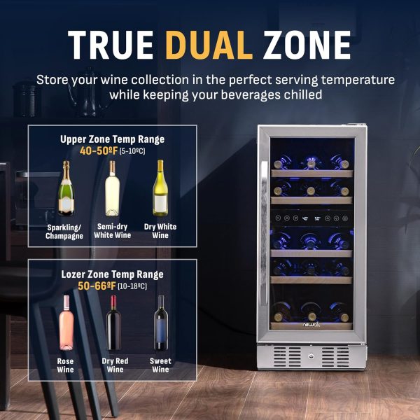 Steel 29 Bottle Wine Fridge Dual Zone Pavo-4