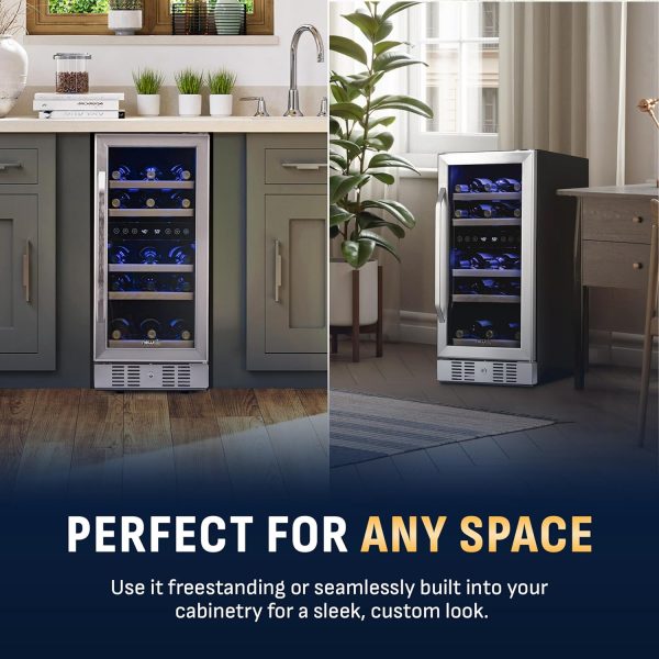 Steel 29 Bottle Wine Fridge Dual Zone Pavo-2