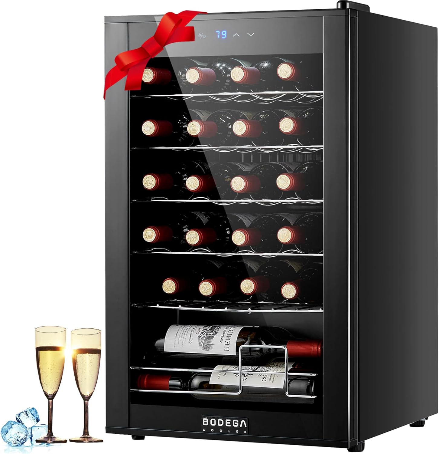 BODEGA Wine Cooler displaying interior shelves and LED lighting