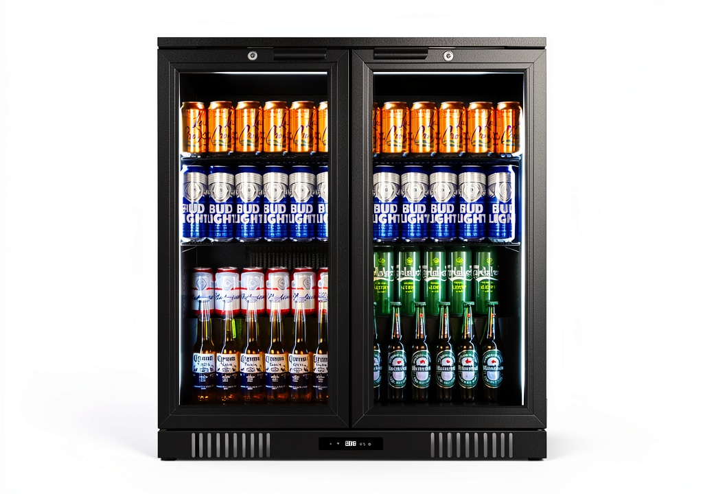 Pavo Black Beverage Cooler installed under a counter in a bar setting