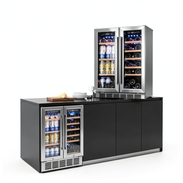 Pavo Black Beverage Refrigerator Dual Zone Touch Control-6