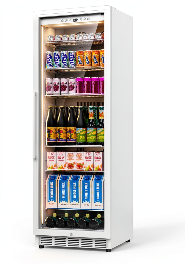 CoolTech beverage refrigerator installed in a supermarket aisle