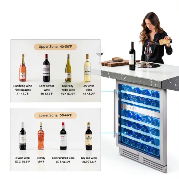 BODEGA Dual Zone Wine Cooler 46 Bottle Black Under Counter-8