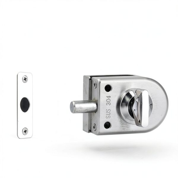 Glass Door Lock Generic Steel Floor Latch 10-12mm - Silver-4