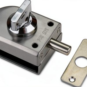 Glass Door Lock Generic Steel Floor Latch 10-12mm - Silver-0